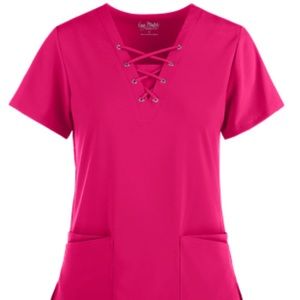 Lace Up V-Neck Scrub Top